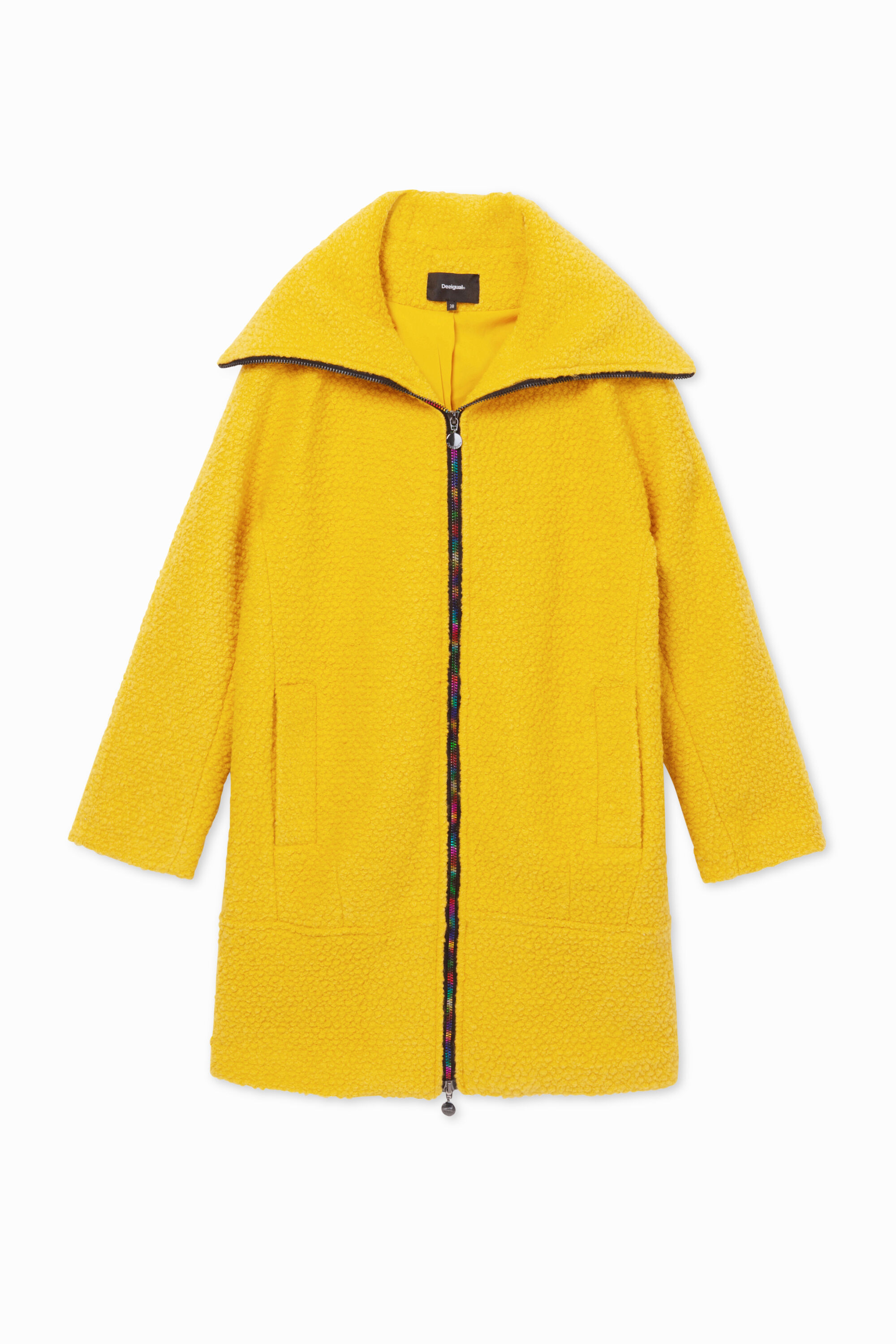 Abrigo paño cuello tortuga - YELLOW - 46