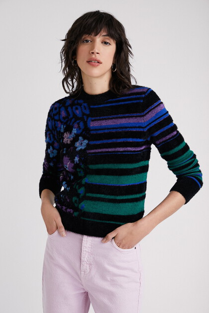 Jacquard fine-knit jumper