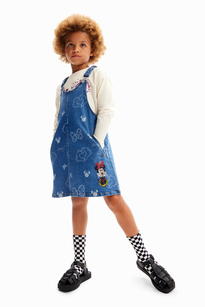 Minnie Mouse denim pinafore dress