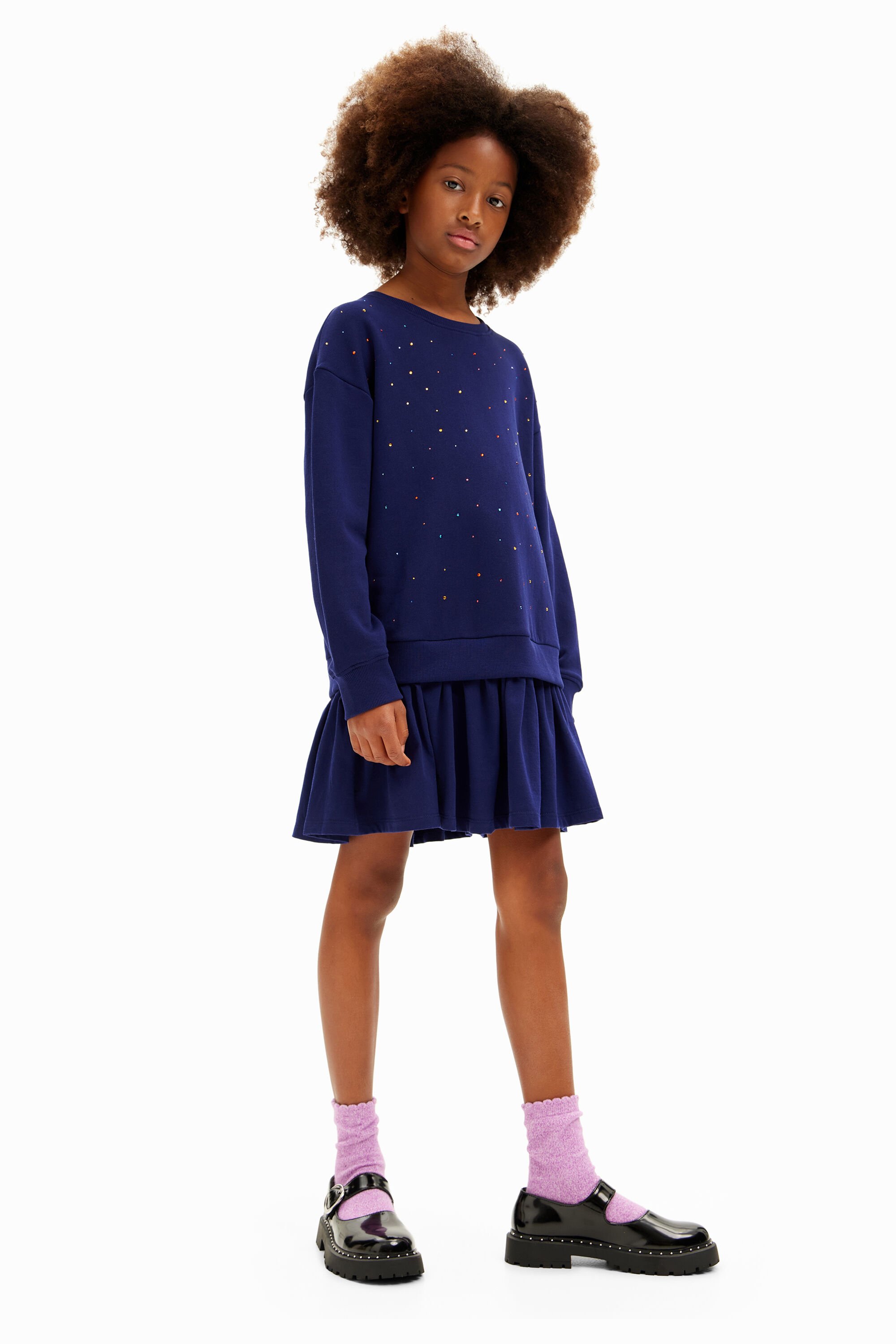 Girls navy polka dot dress clearance