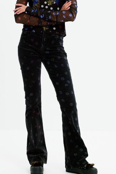 Corduroy trousers with polka dot print | Desigual