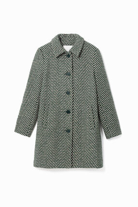 Manteau vert en laine mélangée zig-zag