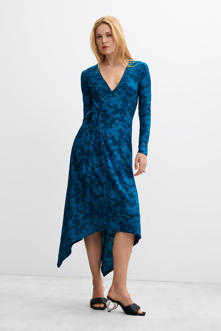 robe portefeuille &agrave; col en V