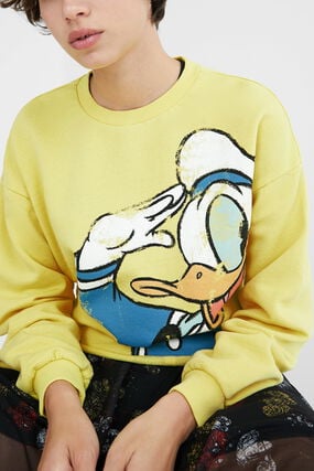 Sweatshirt illustration frayed hem - Mickey Mouse