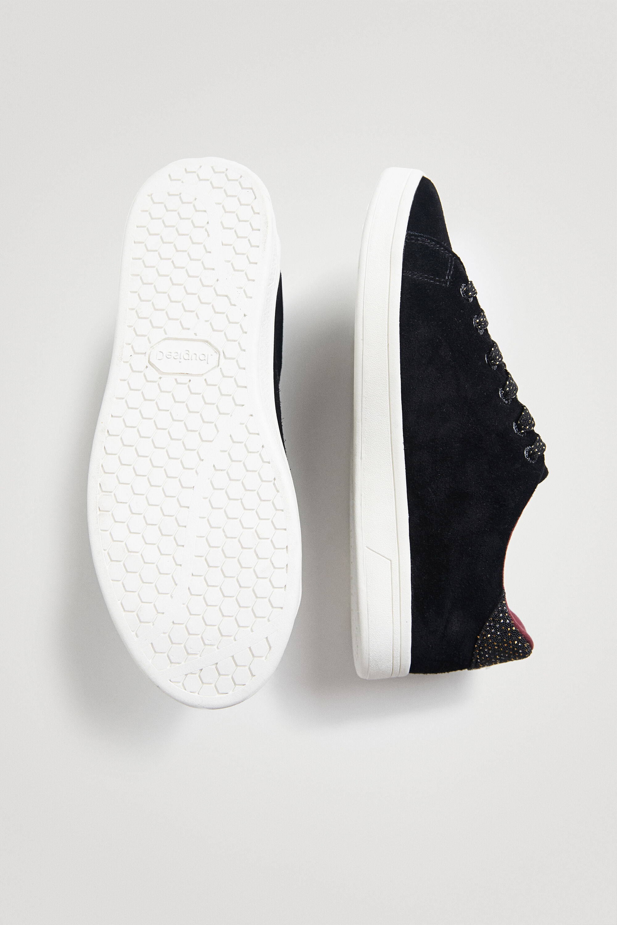 Shop Desigual Gemstone Split-leather Sneakers In Black