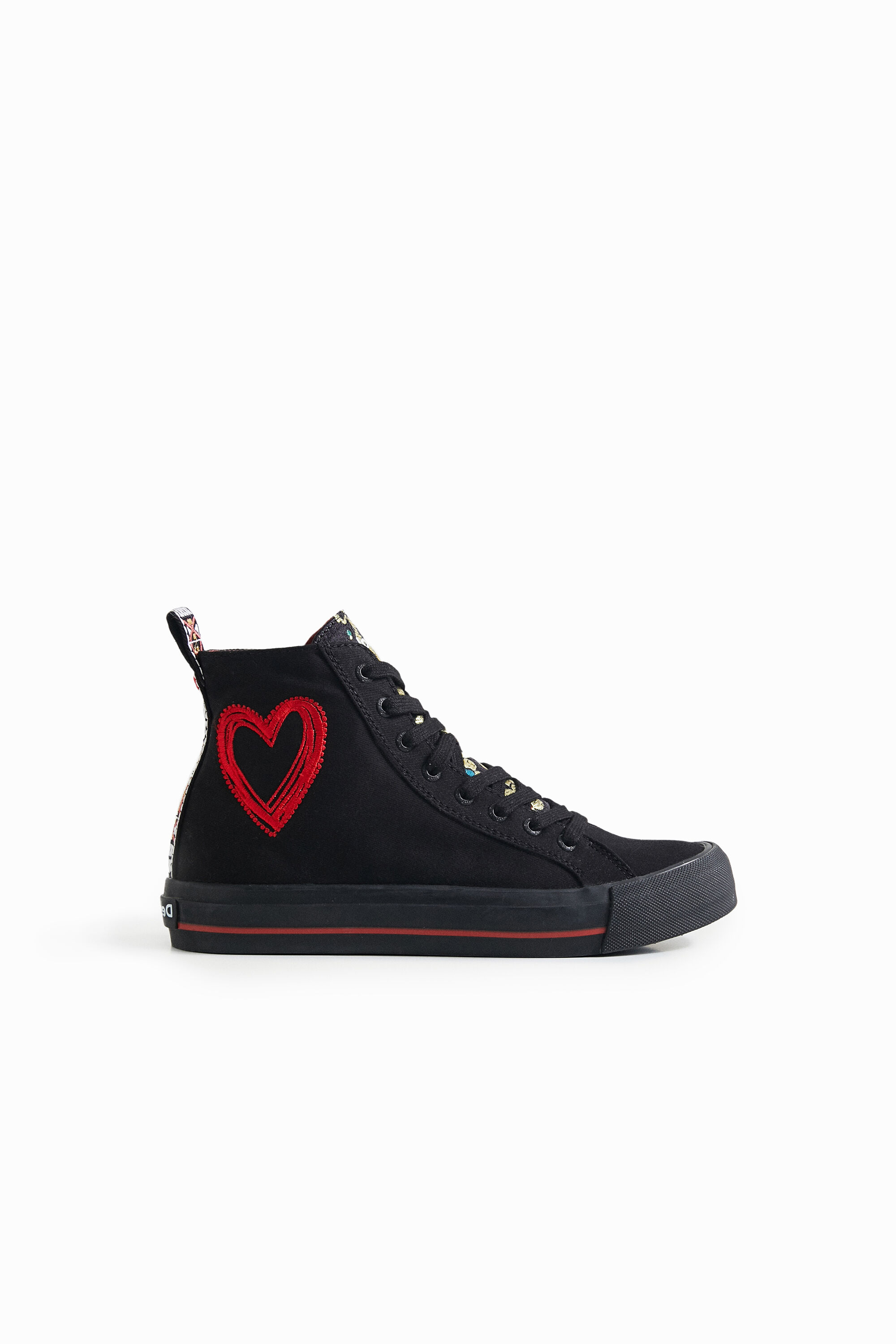 Desigual High-top Sneakers Embroidered In Black