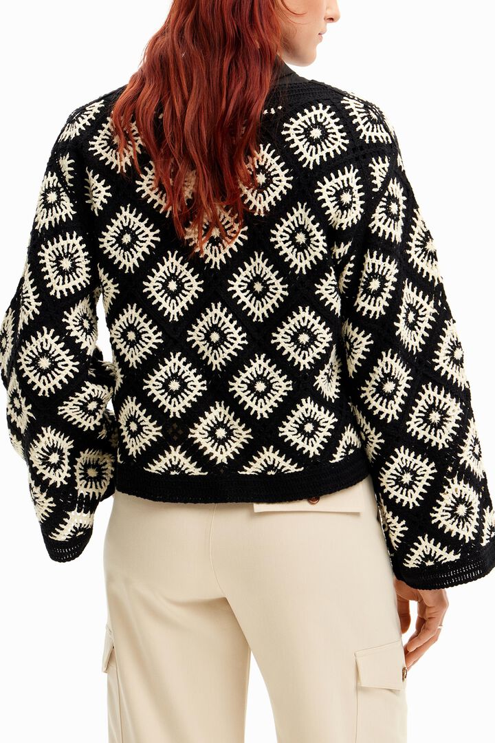 Crochet jumper with geometric patterns | Desigual