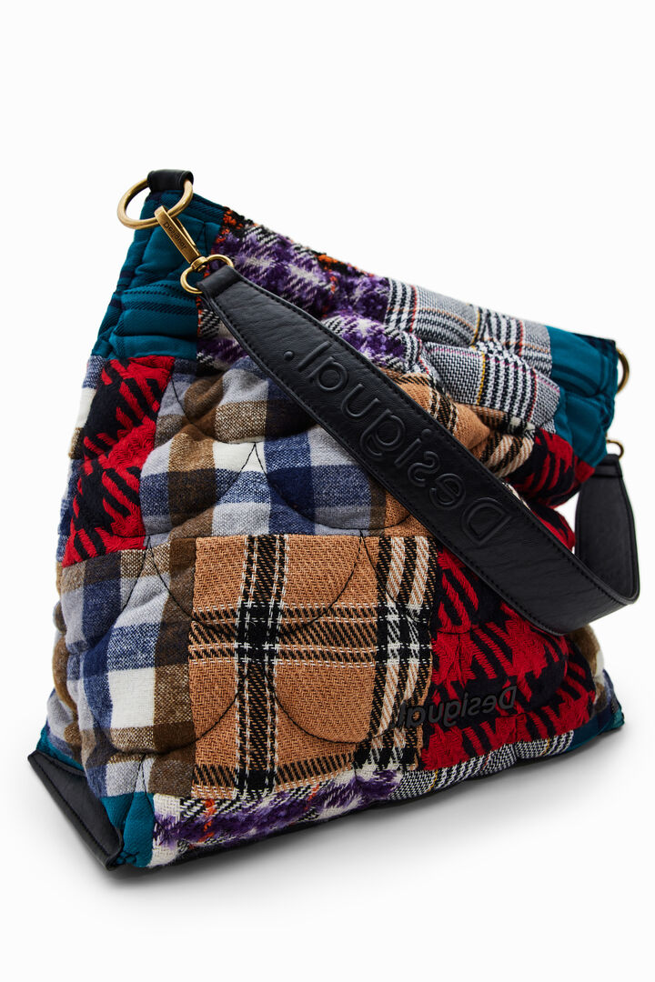 Large tartan bucket bag | Desigual