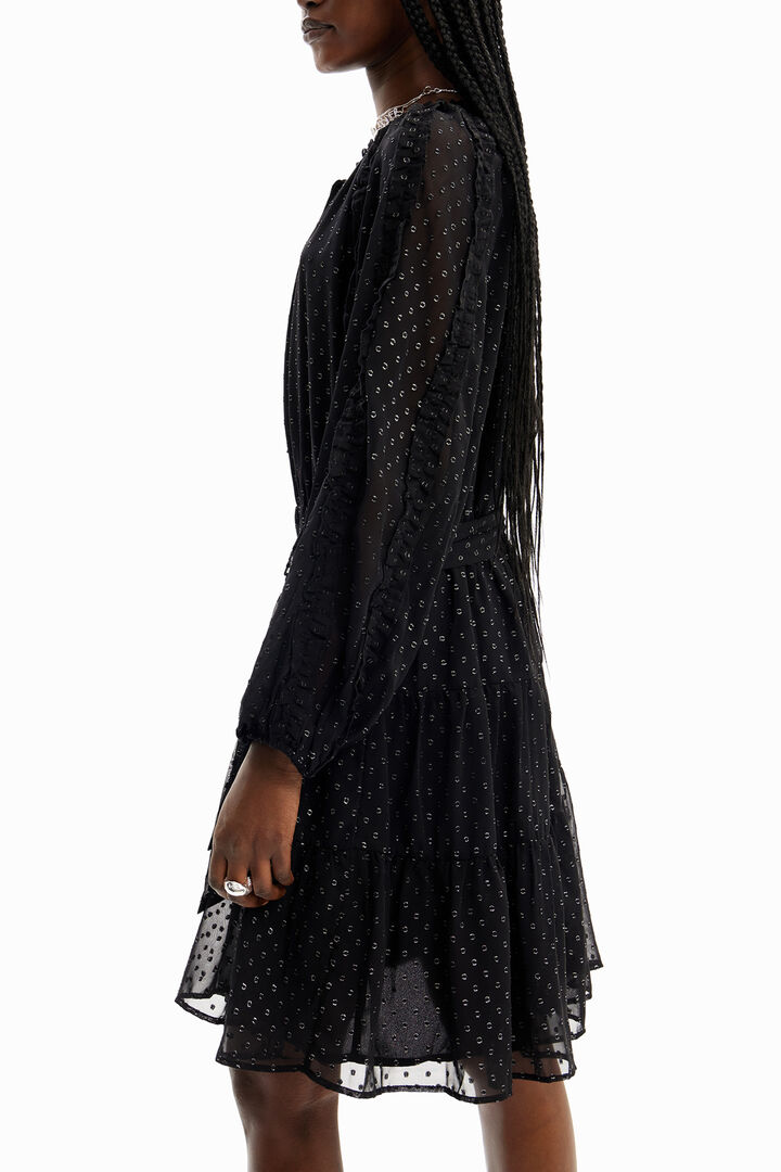 plumeti chiffon dress Desigual Short Plumeti Chiffon Dress In Black