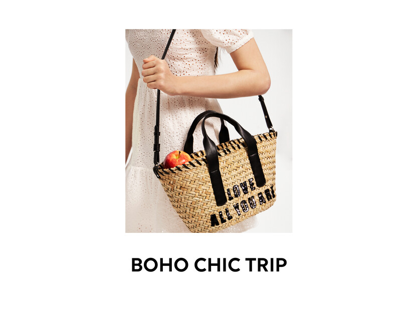 Small message raffia basket bag