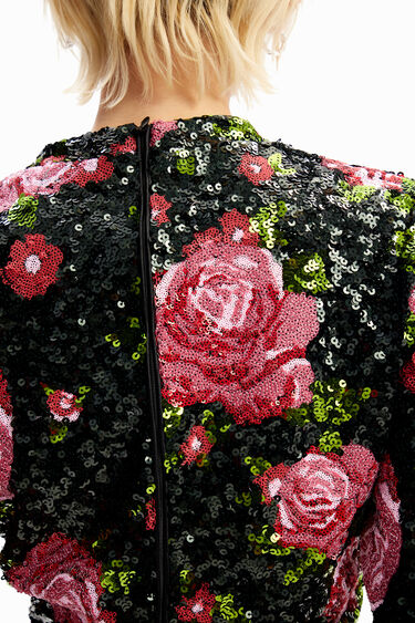 Blusa cropped rosas lentejuelas M. Christian Lacroix | Desigual