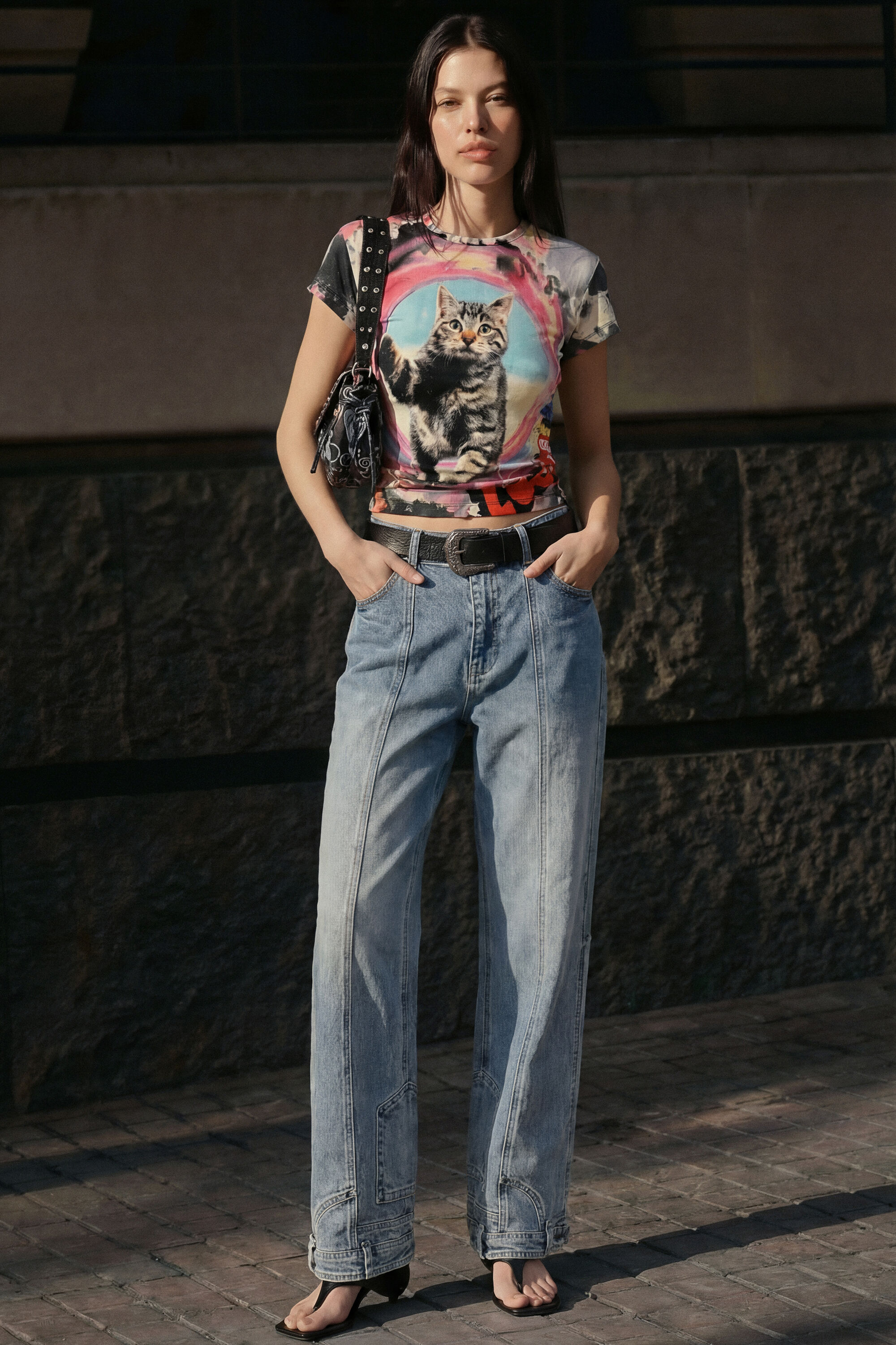 Desigual, Gerade Jeans mit umgekehrtem Effekt, Damen, Baumwolle, Blau, 42