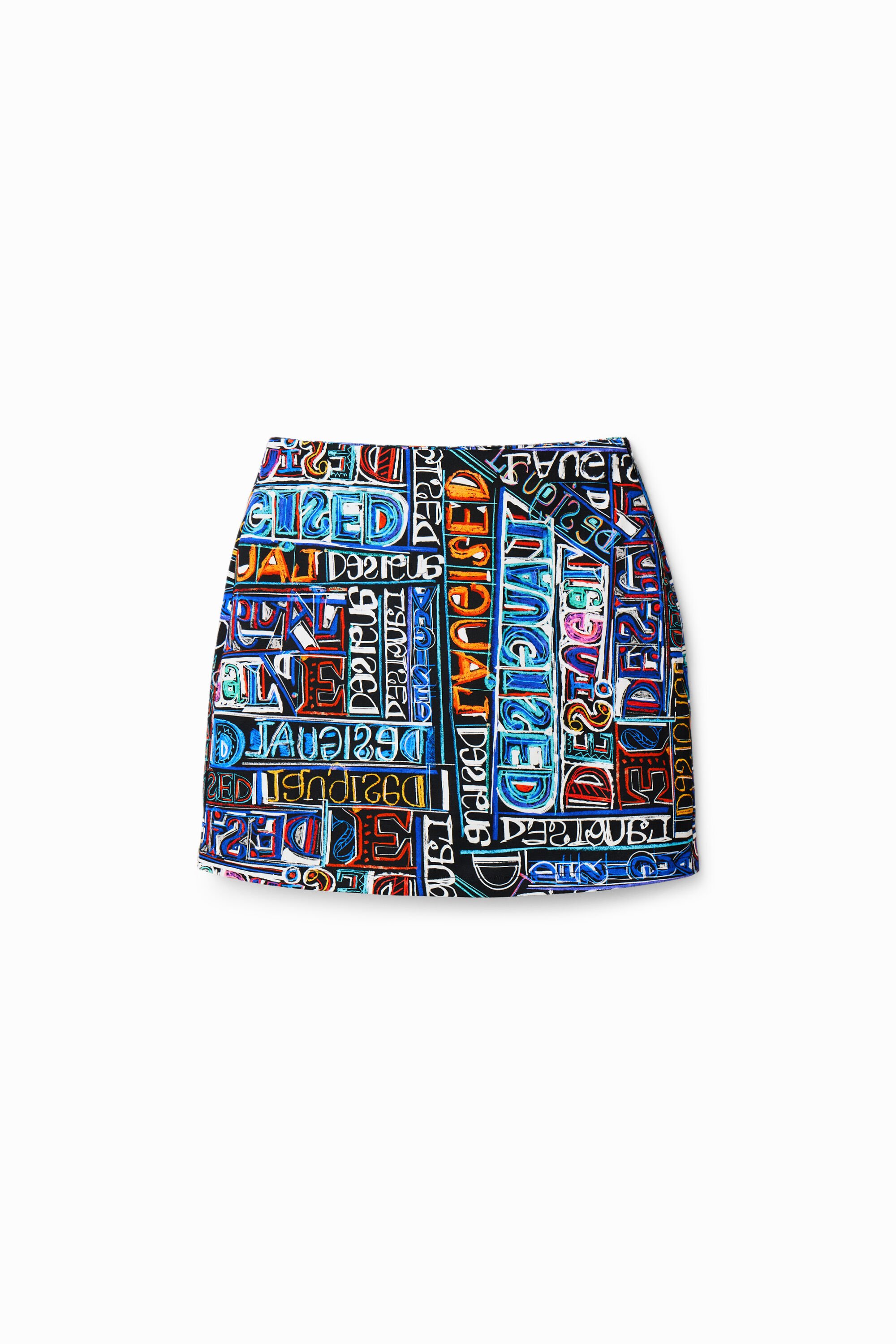 Desigual Slim arty logo mini skirt