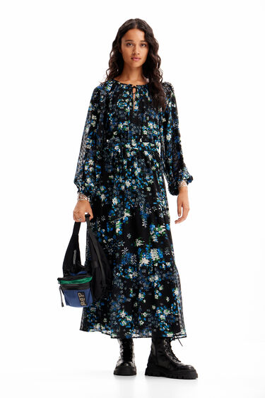 Robe midi plumetis fleurs | Desigual
