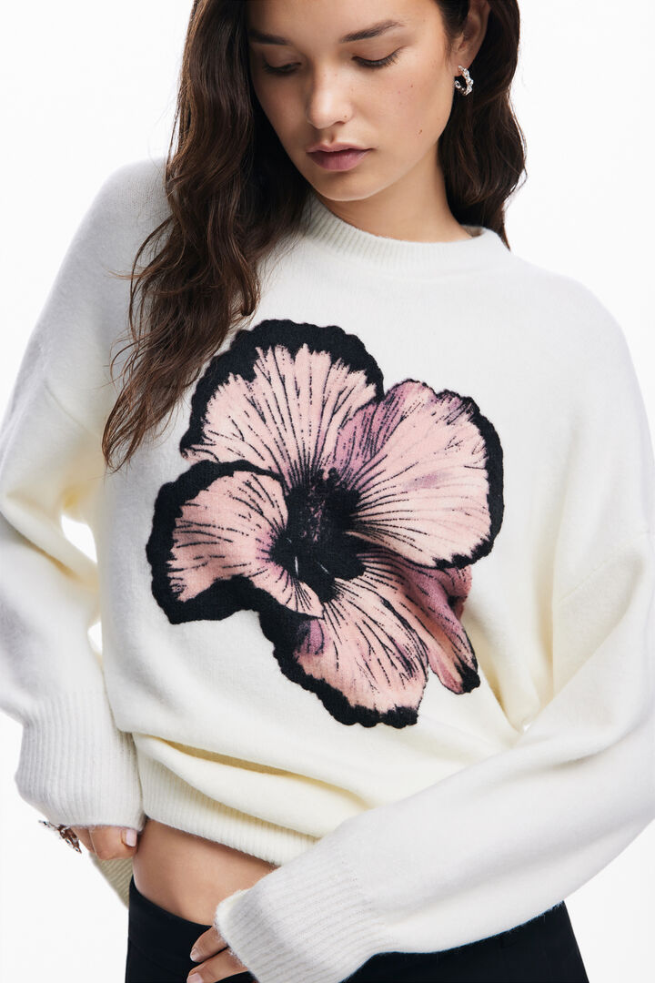Contrast flower sweater | Desigual
