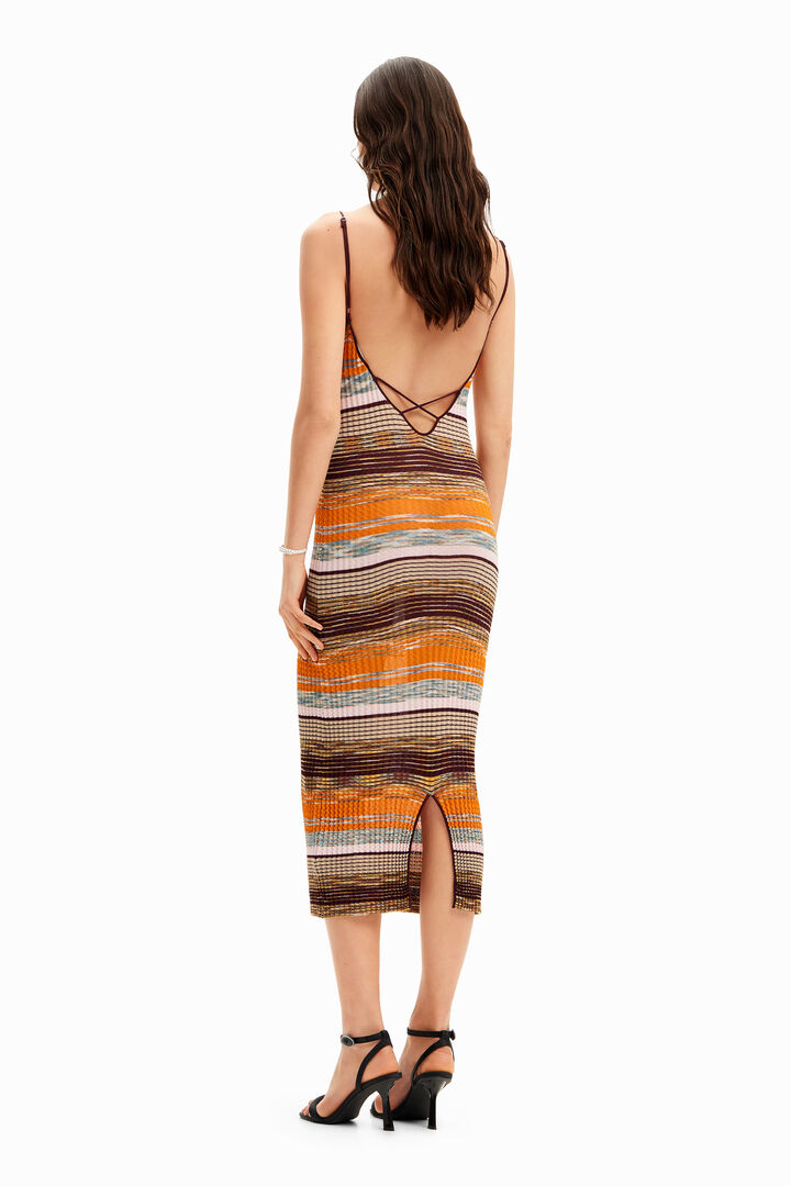 Stripy ribbed midi dress | Desigual