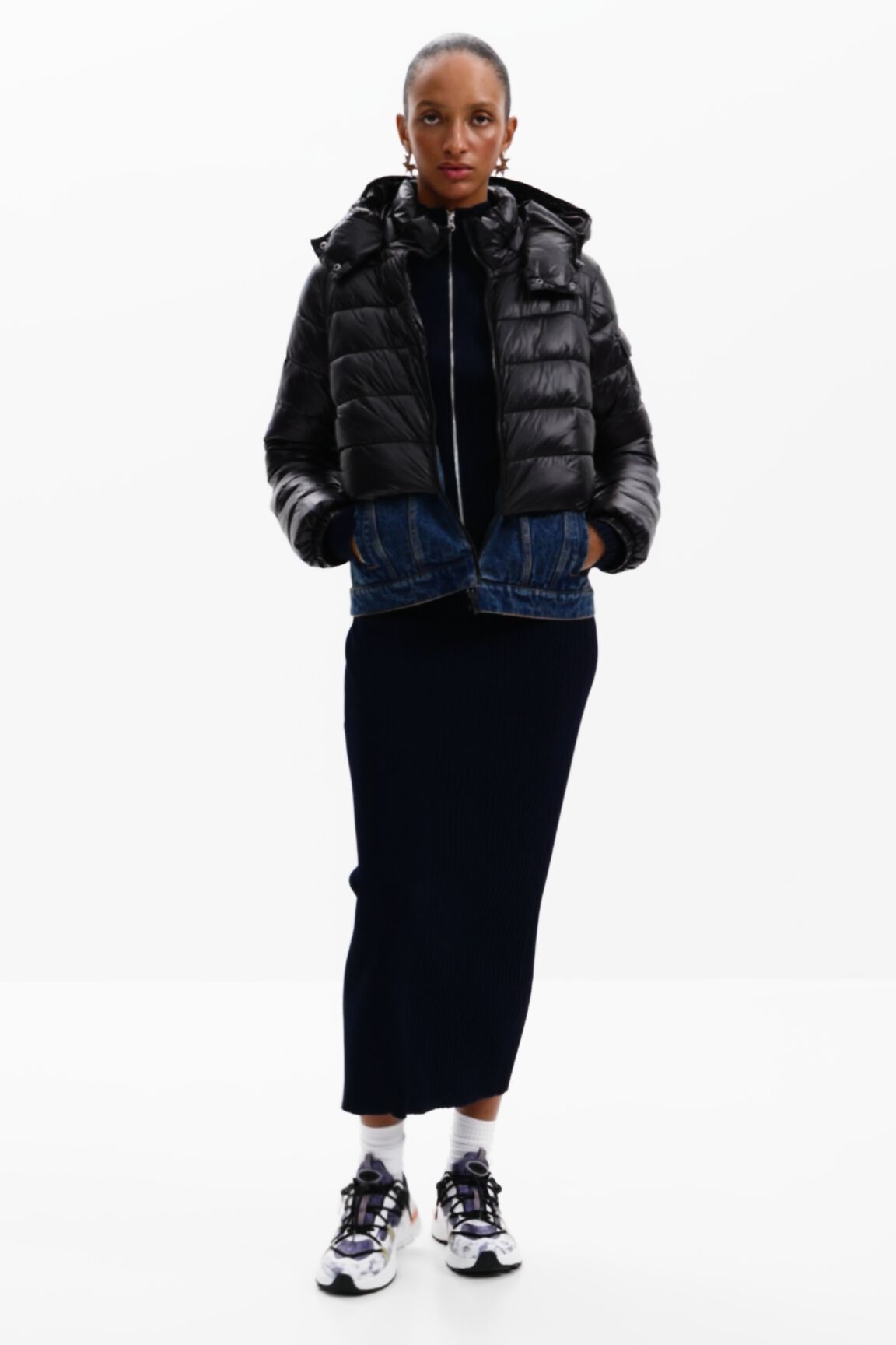 Combined short padded coat