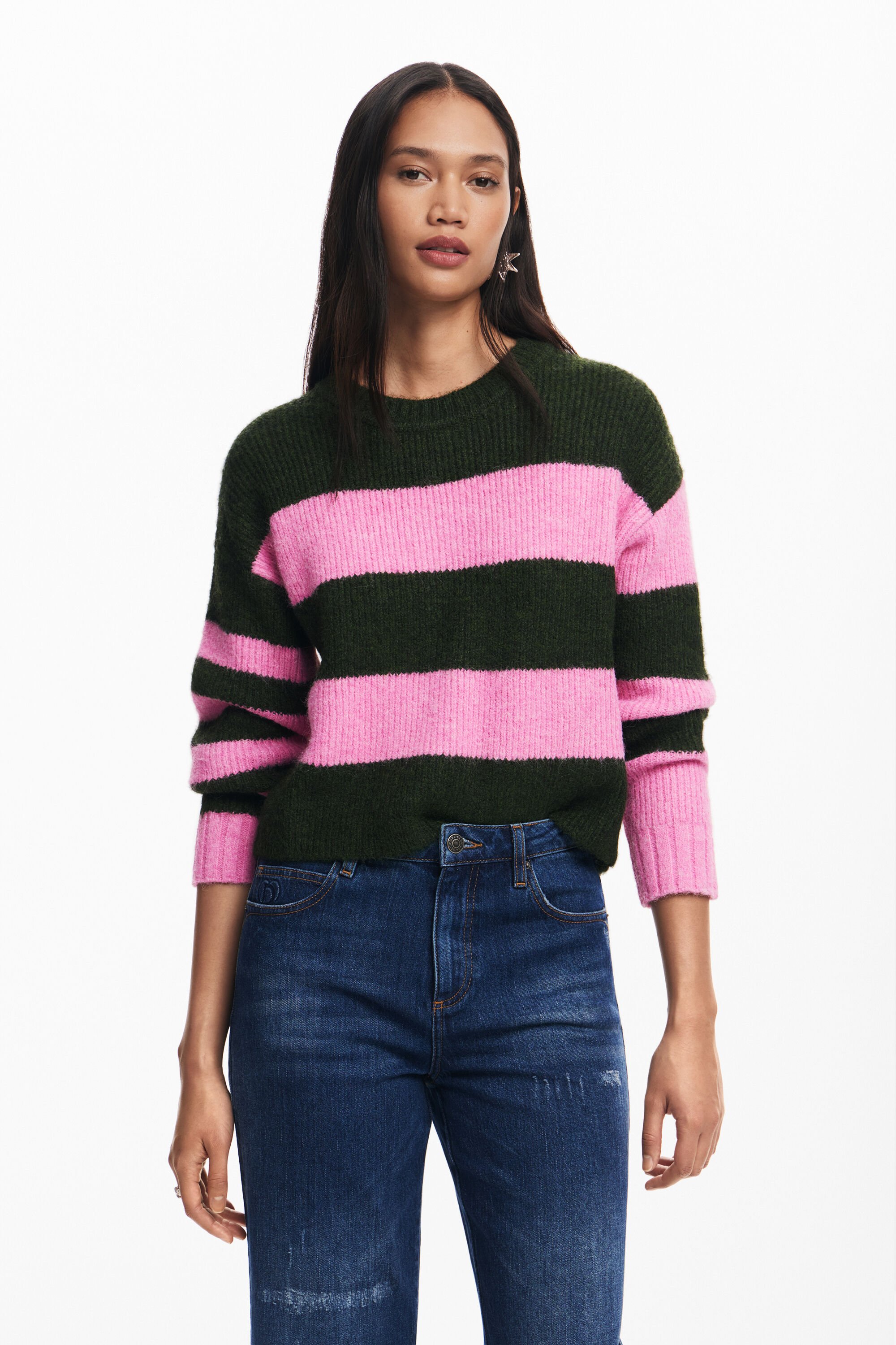 Maglione a righe bicolore