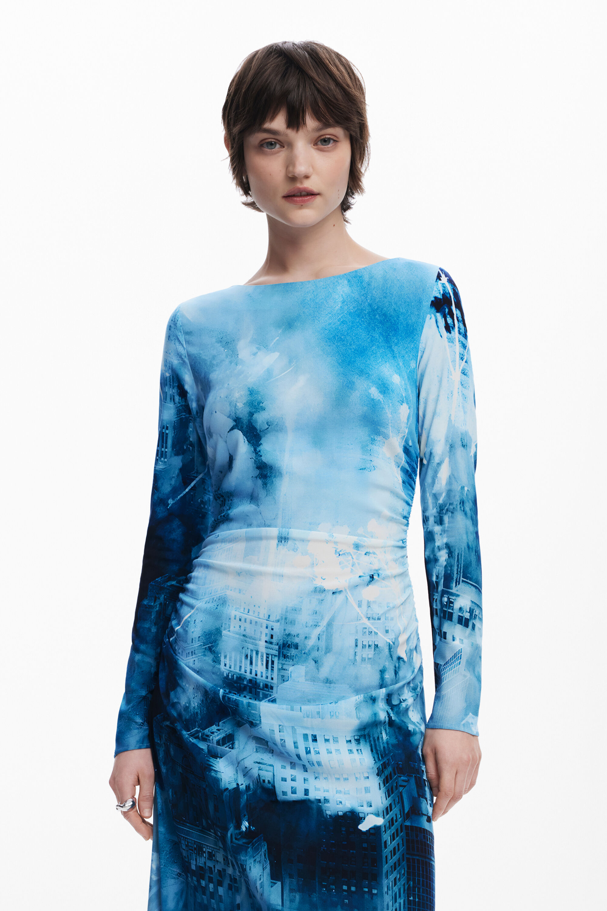 Desigual Landscape Maxi Dress In Material Finishes
