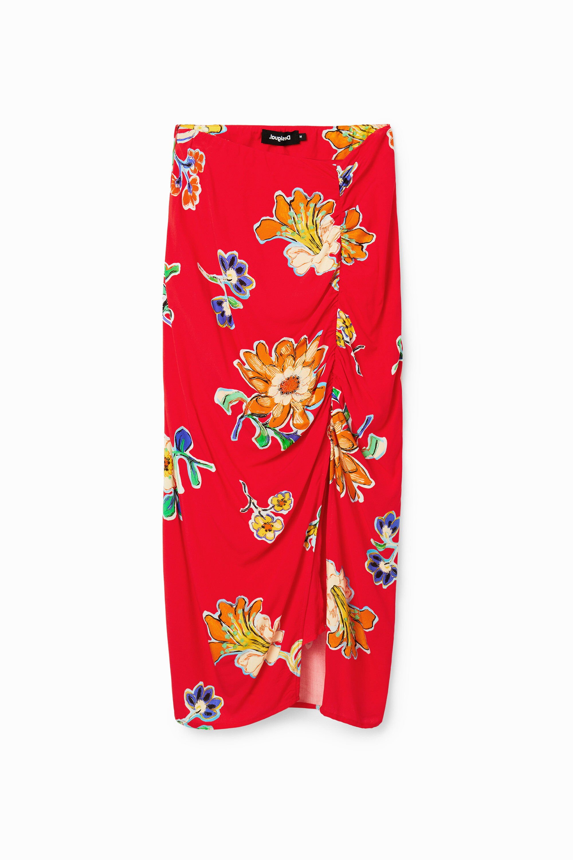 Gathered midi skirt