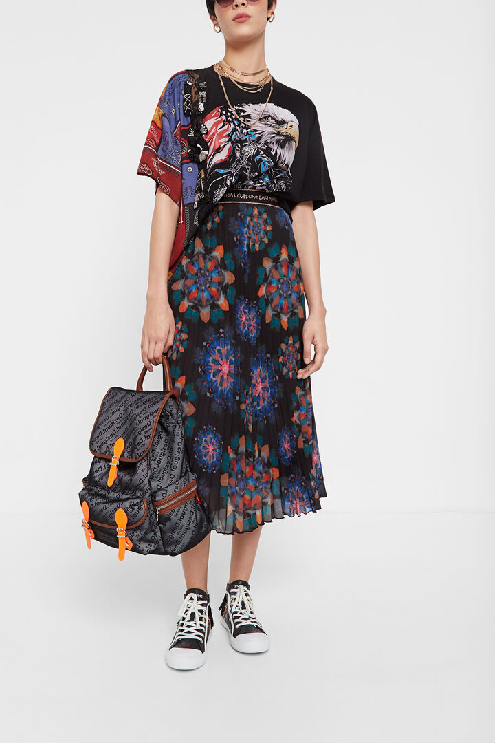 Saia midi plissada mandalas | Desigual