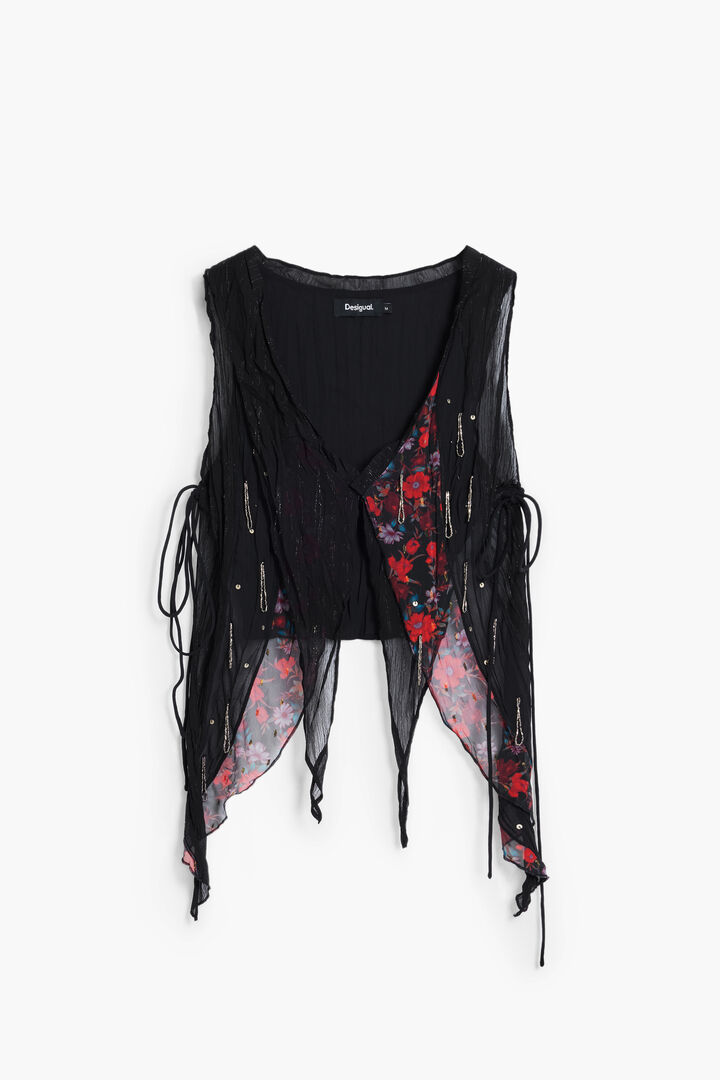 Asymmetric chiffon blouse | Desigual