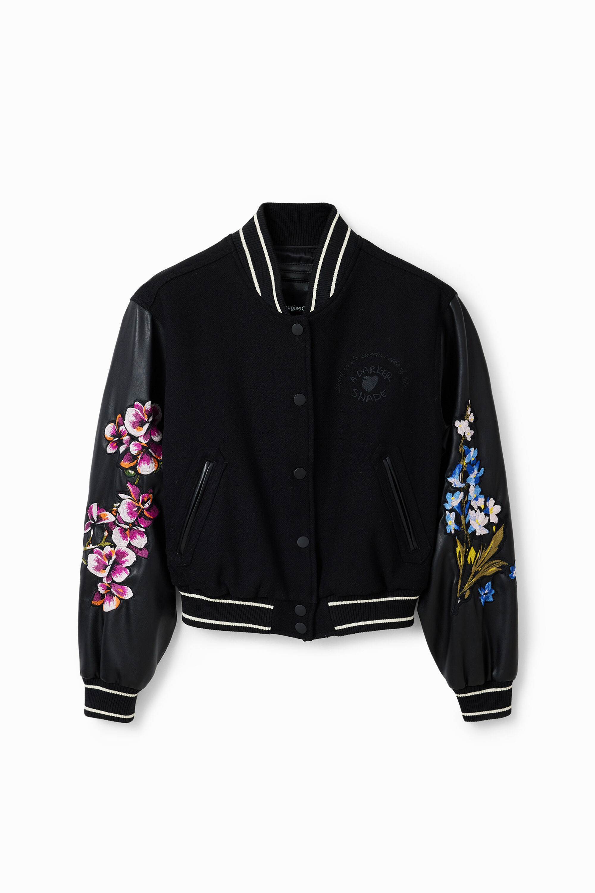 Women s Combination floral wool bomber jacket I Desigual
