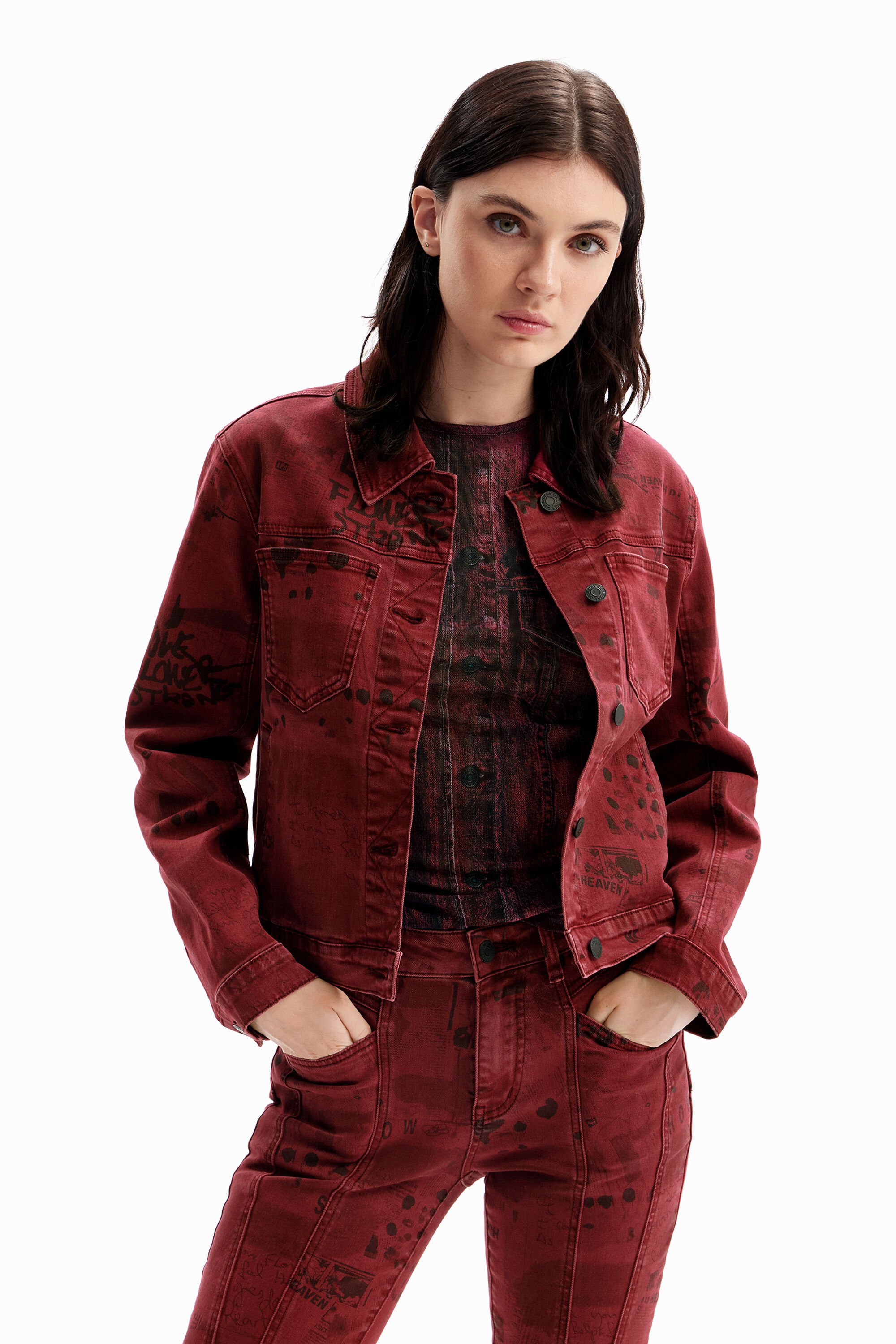 Desigual Newspaper denim trucker jacket