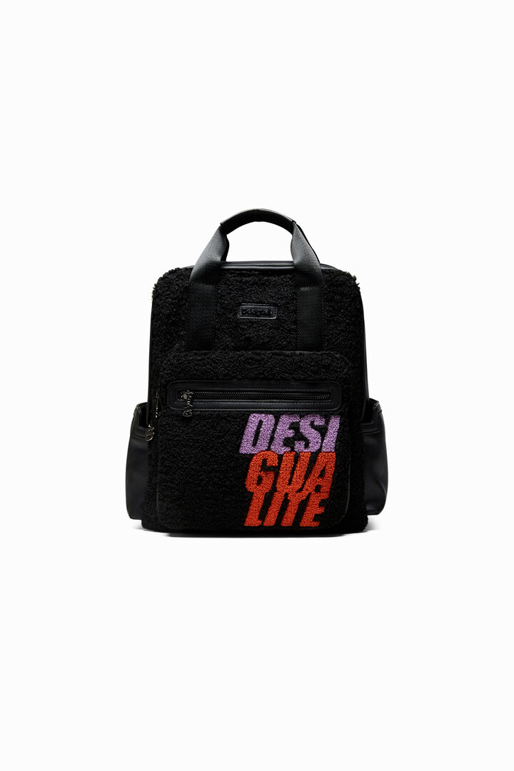 Synthetic leather and fleece backpack | Desigual