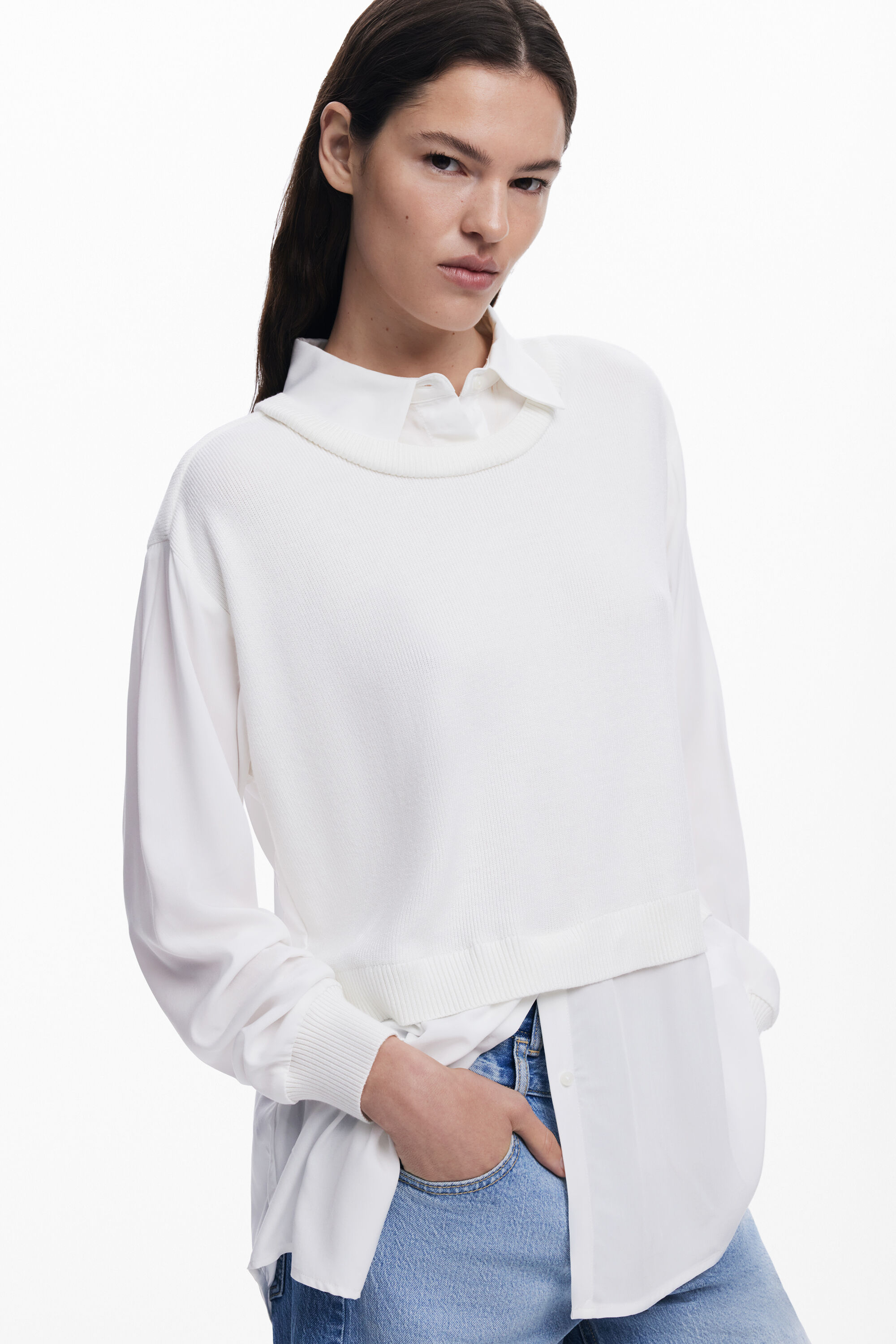 Desigual 2-in-1 Effect Shirt In White