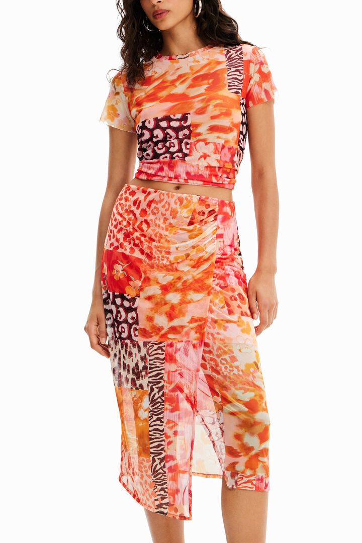 Falda midi tul patch | Desigual
