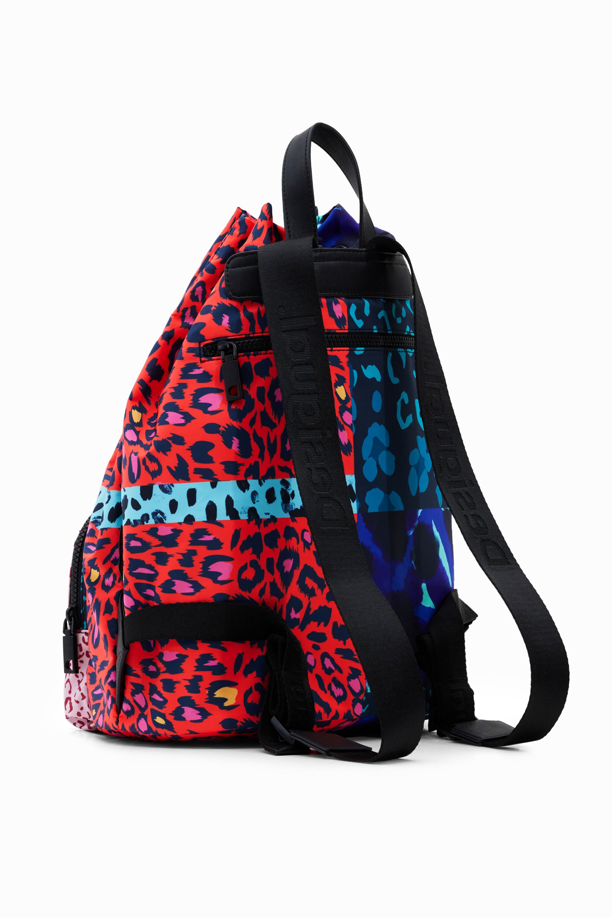 Large patchwork animal print backpack