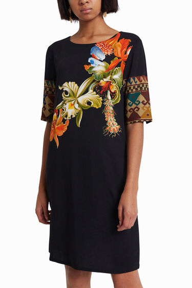 Viscose dress with 3/4 sleeves Designed by M. Christian Lacroix | Desigual