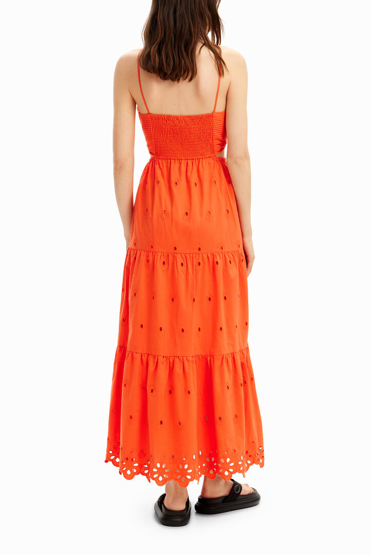 Vestido largo bordados cut-outs | Desigual