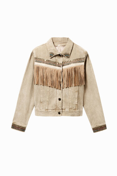 Fringed and embroidered trucker jacket | Desigual