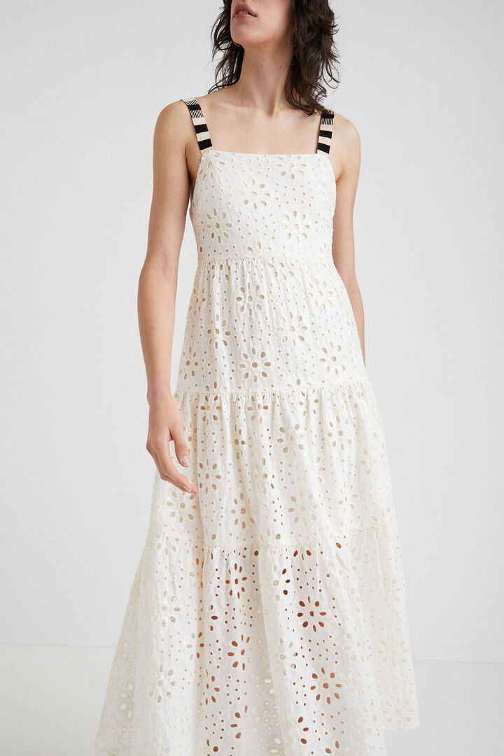 Vestido maxi bordado suizo | Desigual