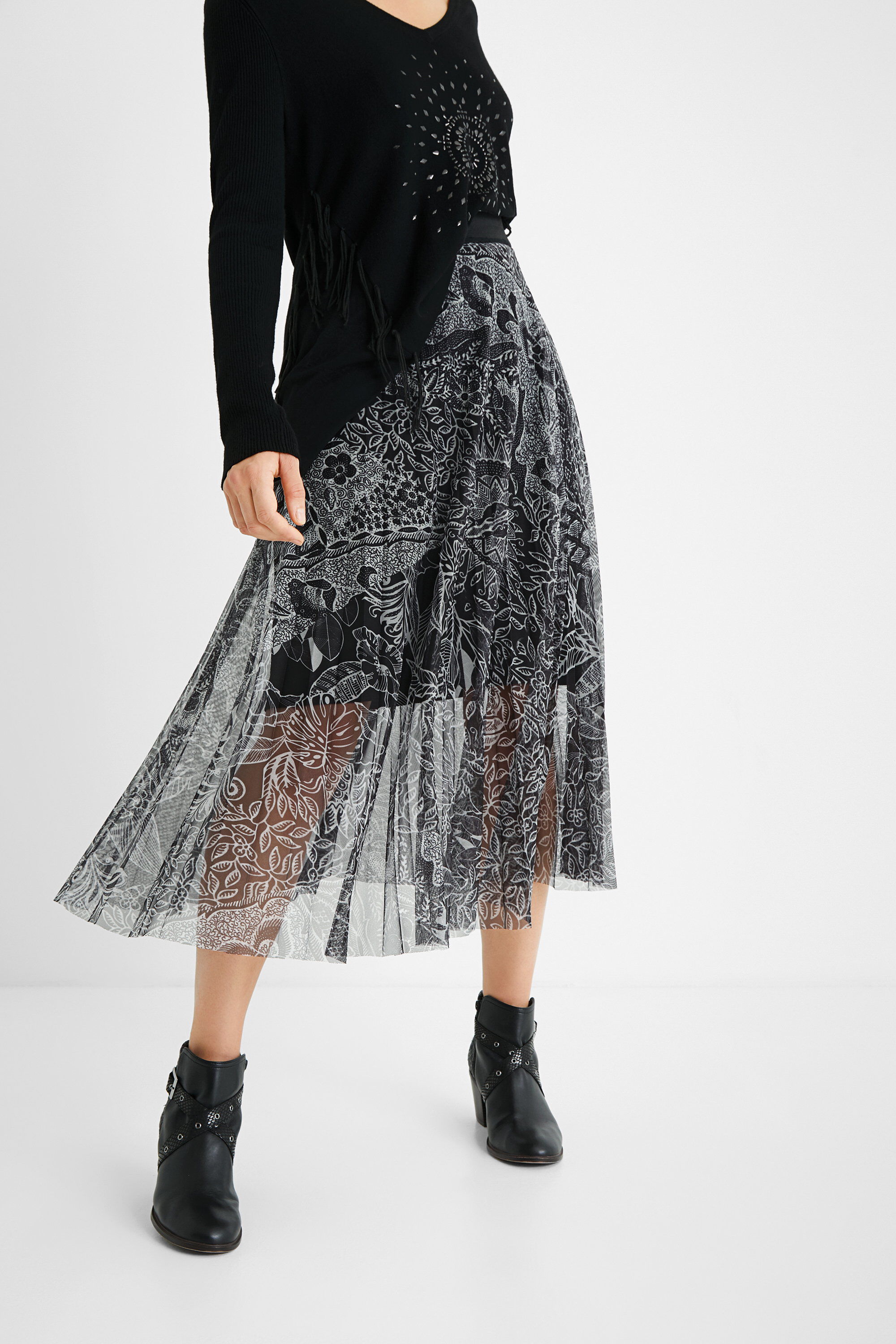 Falda plisada desigual sales