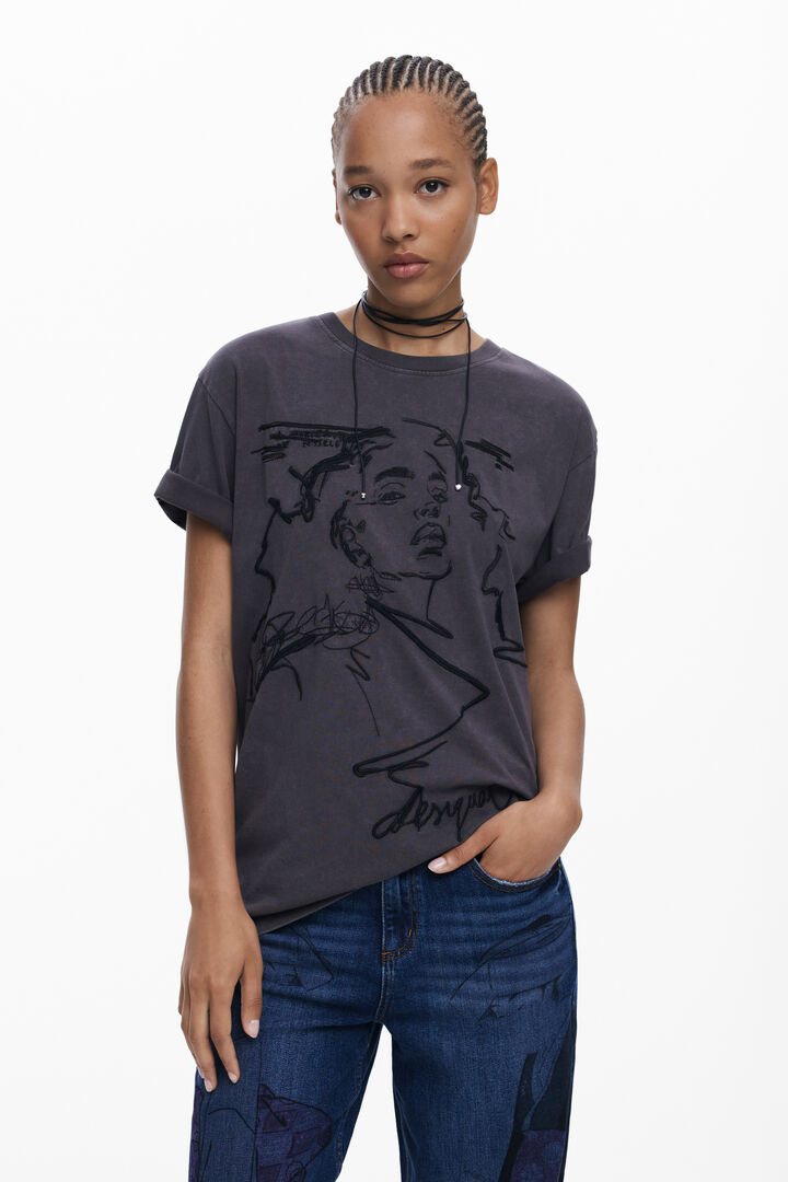 T-Shirt mit geprägtem Gesicht