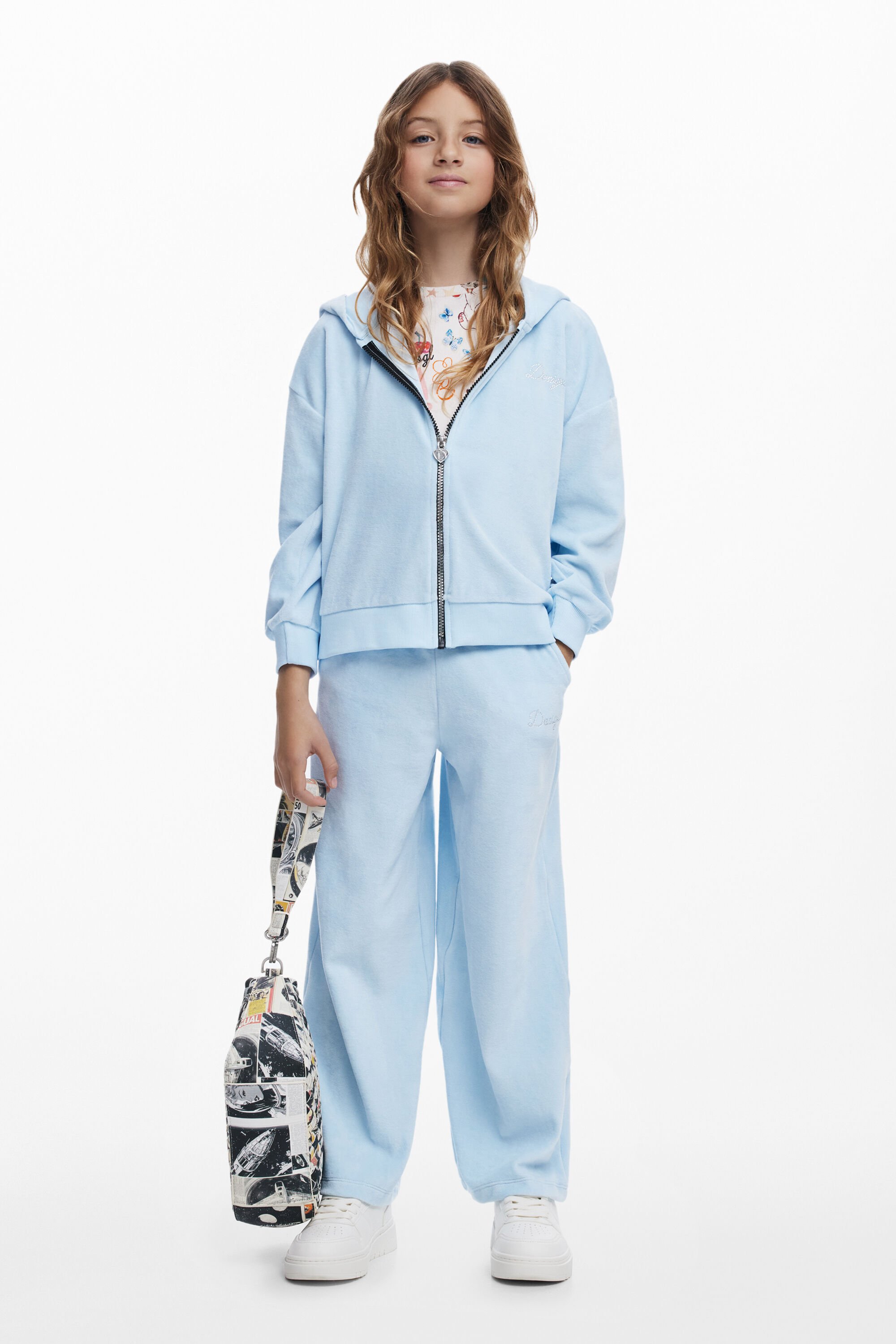 Desigual Sweatshirt met oortjes en strass-logo - BLUE