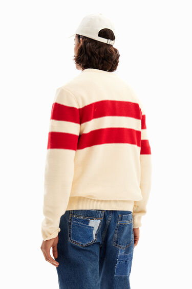 Črtast pulover z vezenino | Desigual