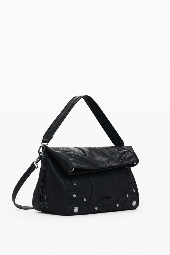 Mittelgroße Tasche in Lederoptik mit Stickereien | Desigual
