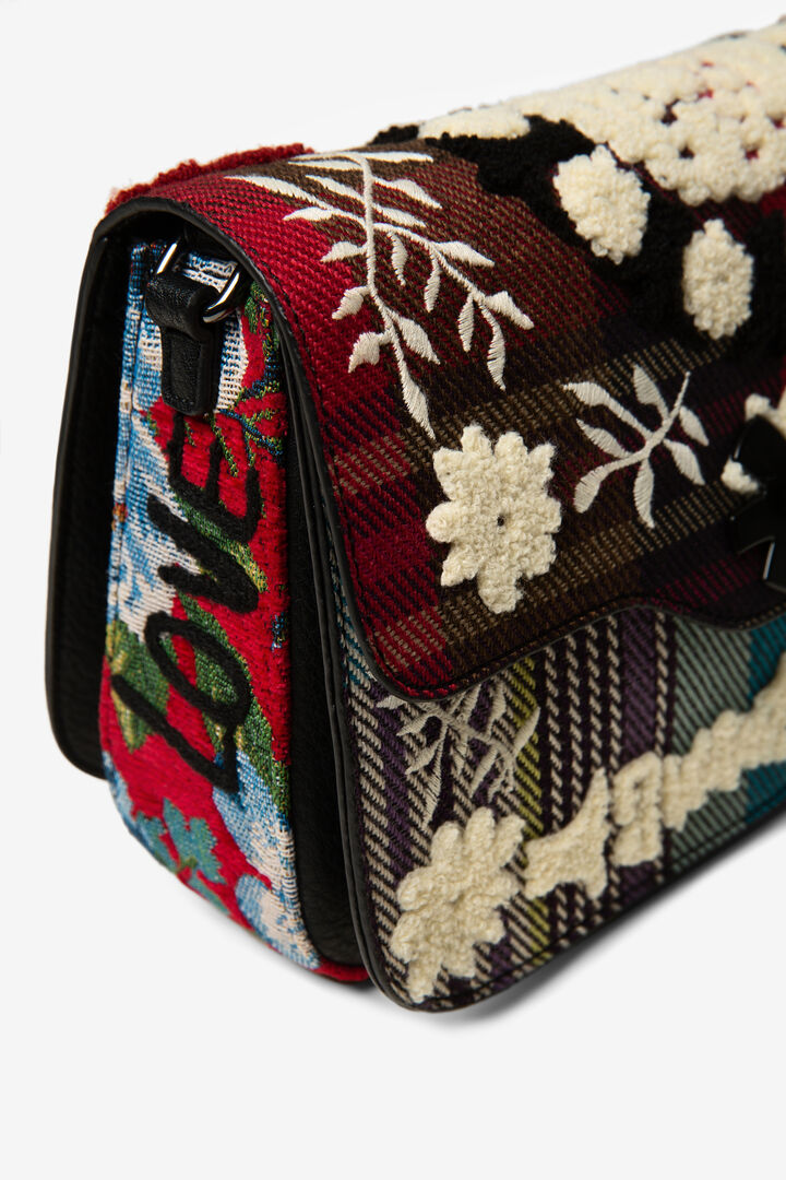 Tartan embroidered sling bag | Desigual