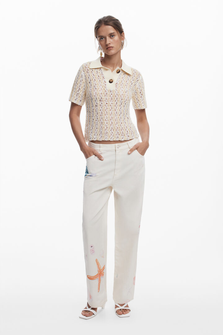 Straight pants with sea stars