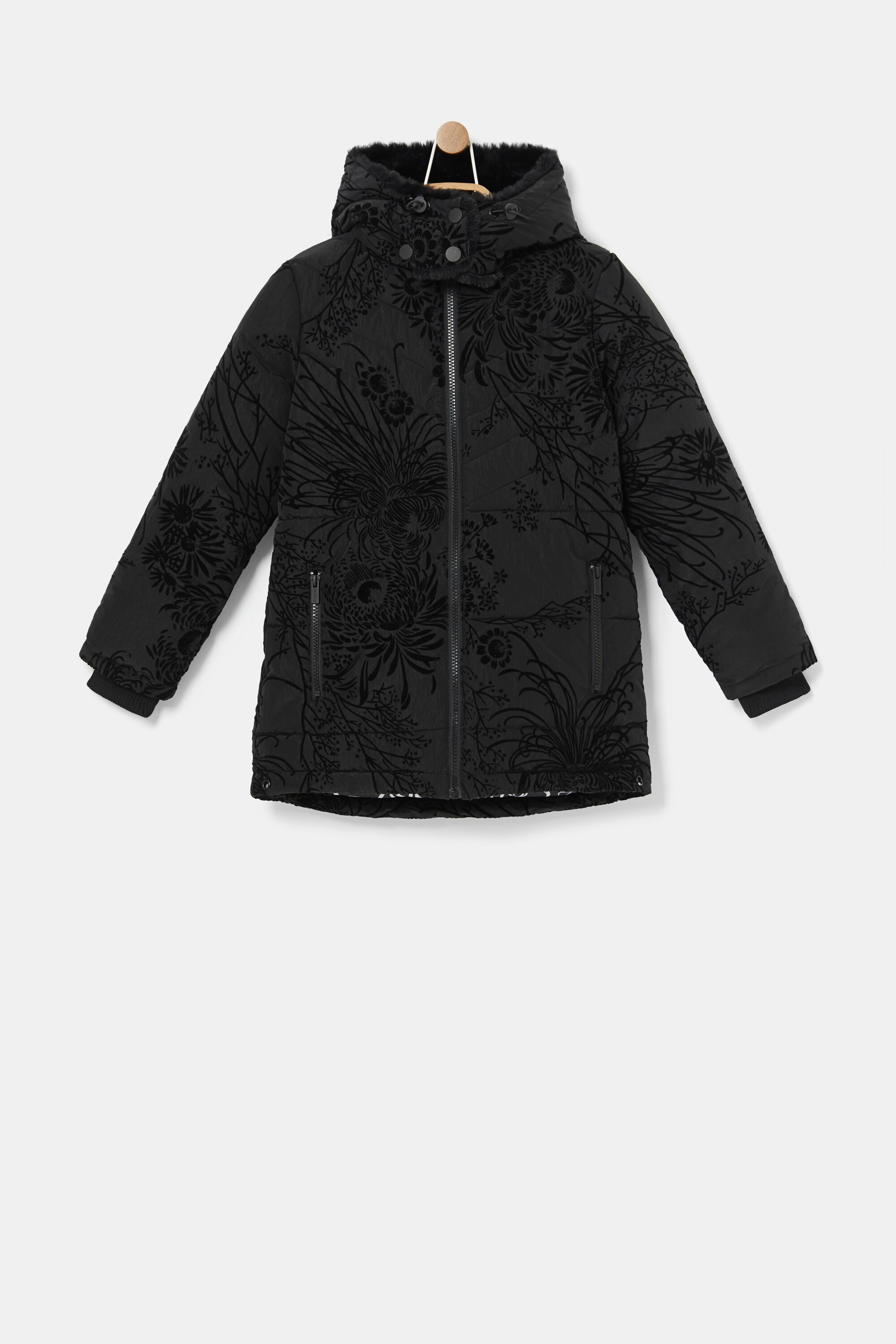 chaqueta acolchada flores mujer