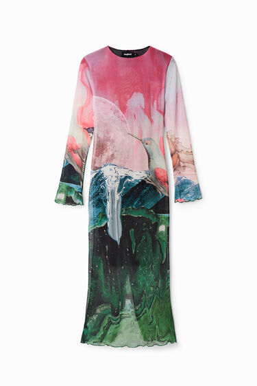 Slim fantasy tulle midi dress | Desigual