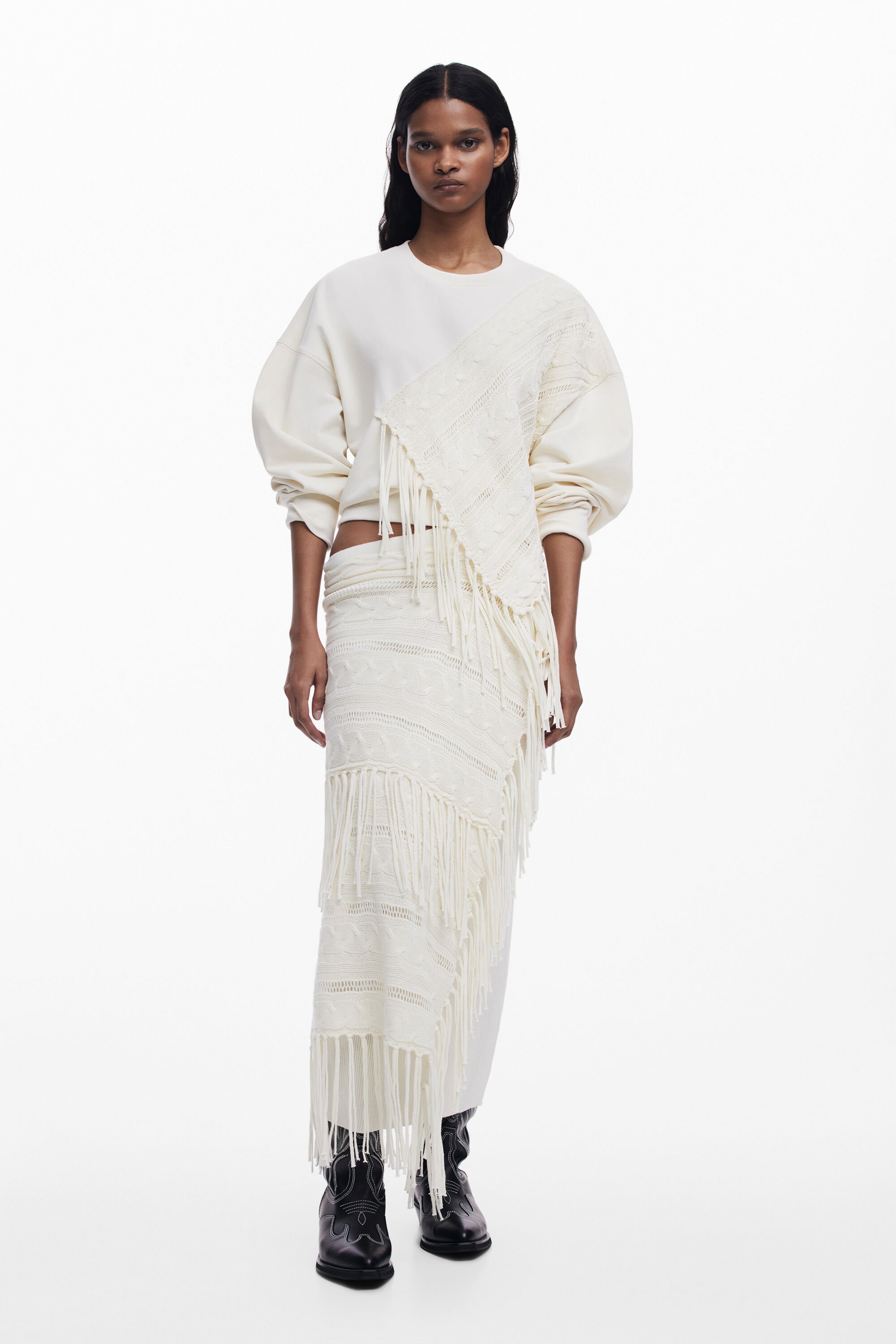 Fringed knit skirt Women's I Desigual.com