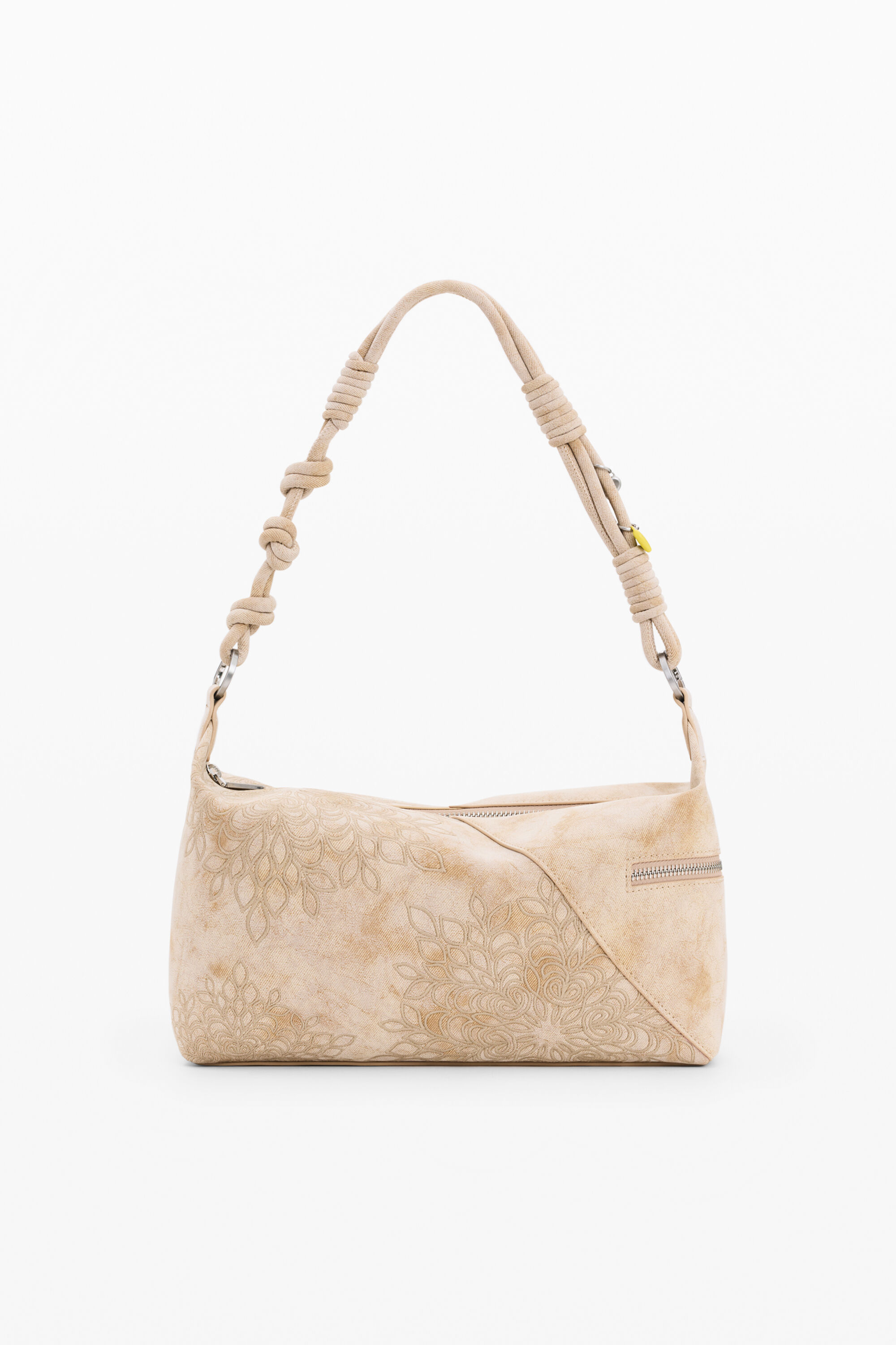 Desigual, Mittelgroße bestickte tasche, Damen, Polyurethan, Weiß, U