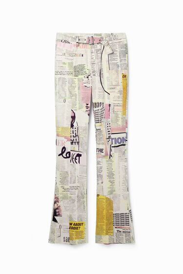 Newspaper flare trousers | Desigual