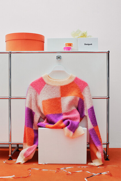 Pull jacquard carreaux