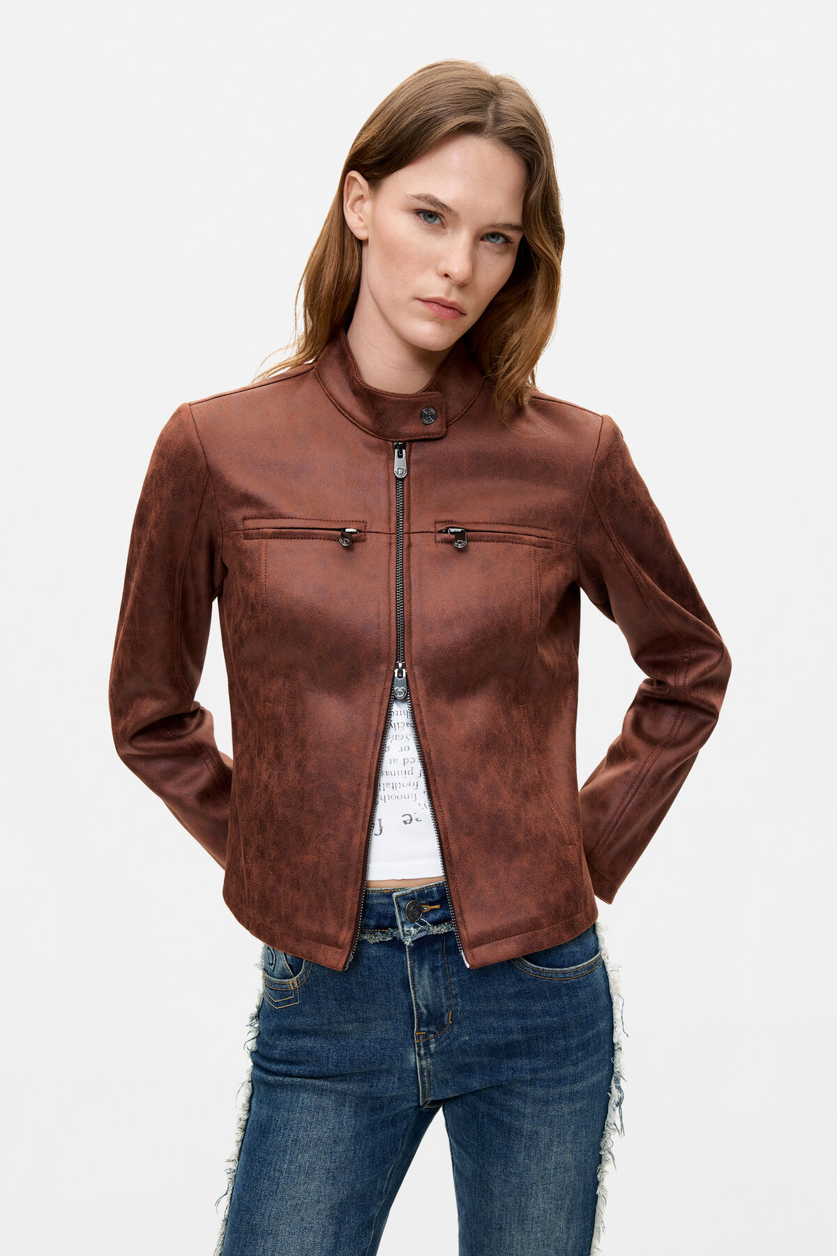 フェイクレザージャケット ブラウン 女性用 I Desigual.com